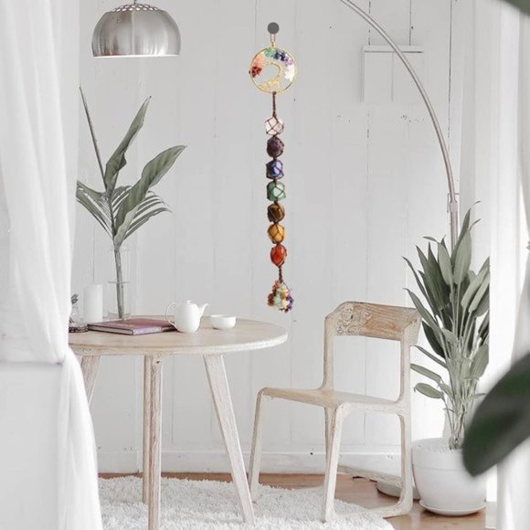 Free People Tree of Life Chakra Crystals Healing Stones Wall Hanging Ornament - Picture 2 of 8